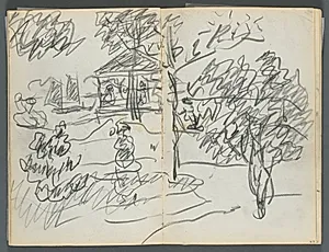 Sketchbook, The Dells, N° 127, page 066 & 67: Landscape by Maurice Prendergast (American, 1858–1924)