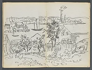 Sketchbook, The Dells, N° 127, page 086 & 87: Harbor View by Maurice Prendergast (American, 1858–1924)