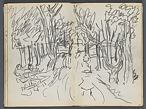 Sketchbook, The Dells, N° 127, page 104 & 105: Landscape by Maurice Prendergast (American, 1858–1924)