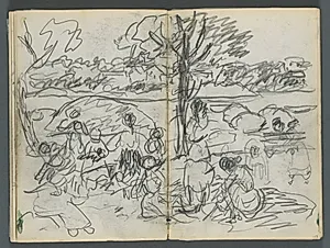 Sketchbook, The Dells, N° 127, page 116 & 117: Figure in a Landscape by Maurice Prendergast (American, 1858–1924)