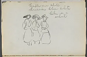 Sketchbook, The Dells, N° 127, page 140: Three Figues with Color Notations  by Maurice Prendergast (American, 1858–1924)