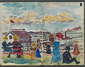 Sketchbook, The Dells, N° 127, page 152 & 153: Figures on a Coast by Maurice Prendergast (American, 1858–1924)