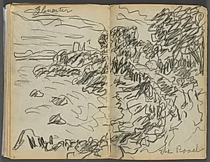 Sketchbook- The Granite Shore Hotel, Rockport, page 008 & 9: "Gloucester- The Road"  by Maurice Prendergast (American, 1858–1924)