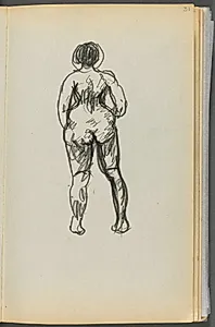 Sketchbook- The Granite Shore Hotel, Rockport, page 031: Female Nude seen from the back  by Maurice Prendergast (American, 1858–1924)