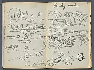 Sketchbook- The Granite Shore Hotel, Rockport, page 088 & 89: "Rocky Neck"  by Maurice Prendergast (American, 1858–1924)