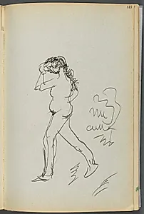 Sketchbook- The Granite Shore Hotel, Rockport, page 133: Nude Walking  by Maurice Prendergast (American, 1858–1924)