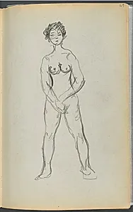 Sketchbook- The Granite Shore Hotel, Rockport, page 169: Female Nude by Maurice Prendergast (American, 1858–1924)