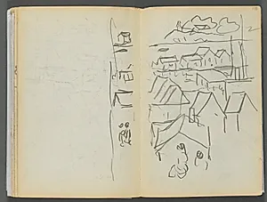 Sketchbook- The Granite Shore Hotel, Rockport, page 174 & 175: Houses  by Maurice Prendergast (American, 1858–1924)