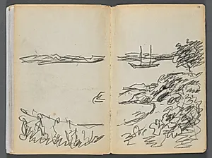 Sketchbook- The Granite Shore Hotel, Rockport, page 180 & 181: Shore line  by Maurice Prendergast (American, 1858–1924)