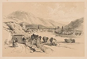 Sketches at Home and Abroad: General View of Trento by James Duffield Harding (British, 1798–1863)