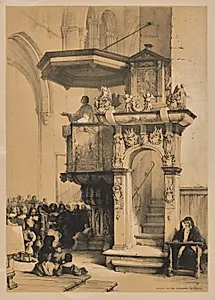 Sketches in Belgium and Germany, First Series, Pulpit in the Cathedral of Treves by Louis Haghe (British, 1806–1885)