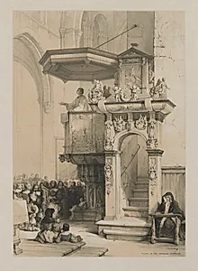 Sketches in Belgium and Germany, Volume I: Pulpit in the Cathedral of Treves by Louis Haghe (British, 1806–1885)
