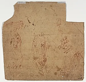 Sketches of Horses and Riders (recto) by Unknown Artist