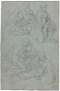 Sketches of Virgin and Child by Giulio Campi (Italian, c. 1500–1572)