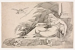Sleeping Woman with a Cupid by Henry Fuseli (Swiss, 1741–1825)