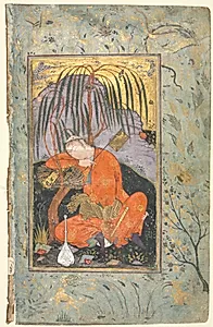 Sleeping Youth (verso), Illustration from a Single Page Manuscript by Riza-yi Abbasi (Iranian)