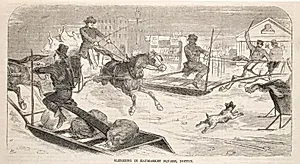 Sleighing in Haymarket Square, Boston by Winslow Homer (American, 1836–1910)