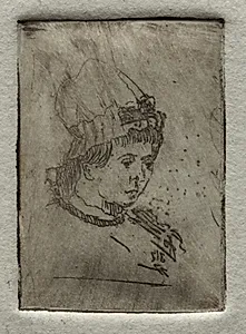 Small Head with Mob Cap by Otto H. Bacher (American, 1856–1909)
