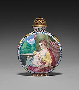 Snuff Bottle with European Figures by Unknown Artist