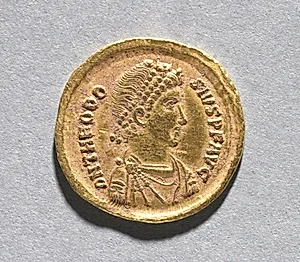 Solidus of Theodosius I the Great (obverse) by Unknown Artist