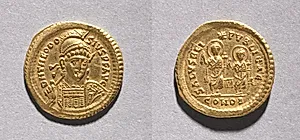 Solidus of Theodosius II and Valentinian III  by Unknown Artist