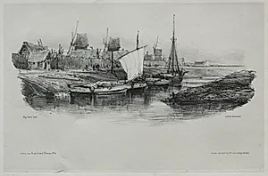 Souvenirs:  Canal Bank by Eugène Isabey (French, 1803–1886)