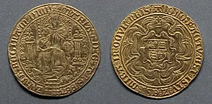 Sovereign: Mary Enthroned (obverse); Shield of Royal Arms on a Tudor Rose (reverse) by Unknown Artist