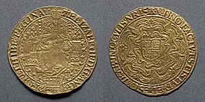 Sovereign of Thirty Shillings: Elizabeth I (obverse); Shield of Arms on Tudor Rose (reverse) by Unknown Artist