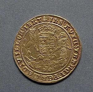 Sovereign of Twenty Shillings: Crowned Shield of Royal Arms (reverse) by Unknown Artist