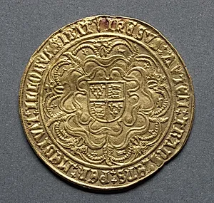 Sovereign: Royal Arms on Tudor Rose (reverse) by Unknown Artist