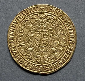 Sovereign: Shield of Arms in Tudor Rose (reverse) by Unknown Artist