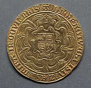Sovereign: Shield of Royal Arms on a Tudor Rose (reverse) by Unknown Artist