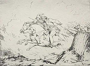 Specimens of Polyautography:  Cavalry Charge by Robert Kerr Porter (British, 1777–1842)