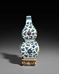 Square Double-Gourd Vase with Floral Scrolls by Unknown Artist