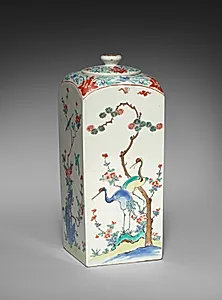 Square Jar with Birds and Flowers by Unknown Artist