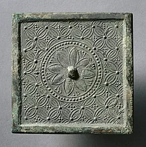 Square Mirror with Floral and Coin Motifs by Unknown Artist