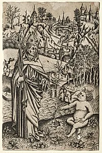 St. Augustine and the Child on the Seashore by Master of the Nuremberg Passion (German)