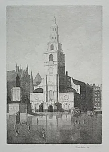 St. Clement's Dane, Strand, London by Herbert Gordon Warlow (British, 1885–1942)