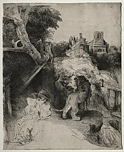 St. Jerome Reading in an Italian Landscape by Rembrandt van Rijn (Dutch, 1606–1669)