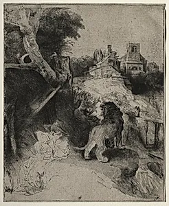 St. Jerome Reading in an Italian Landscape by Rembrandt van Rijn (Dutch, 1606–1669)