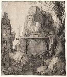 St. Jerome Seated near a Pollard Willow by Albrecht Dürer (German, 1471–1528)