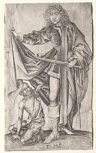 St. Martin Dividing His Cloak for a Beggar by Israhel van Meckenem (German, c. 1440–1503)