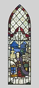 Stained Glass Panel with Female Donor by Unknown Artist