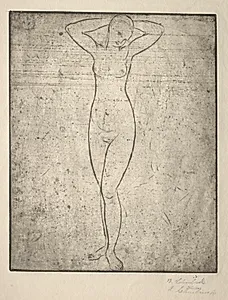 Standing Girl with Arms Behind her Head by Wilhelm Lehmbruck (German, 1881–1919)