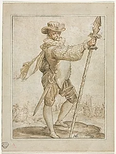 Standing Officer Holding a Boar's Spear by Hendrick Goltzius (Dutch, 1558–1617)