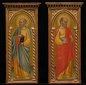 Standing Saint and Saint in Red Cloak (pair) by Unknown Artist
