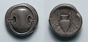 Stater: Boeotian Shield (obverse); Volute Krater (reverse) by Unknown Artist