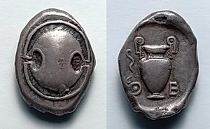 Stater: Boiotian Shield (obverse); Volute-Krater (reverse) by Unknown Artist