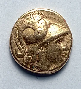 Stater: Head of Athena, r., with crested Corinthian helmet, barley left (obverse) by Unknown Artist