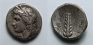 Stater: Head of Demeter (obverse); Barley (reverse) by Unknown Artist